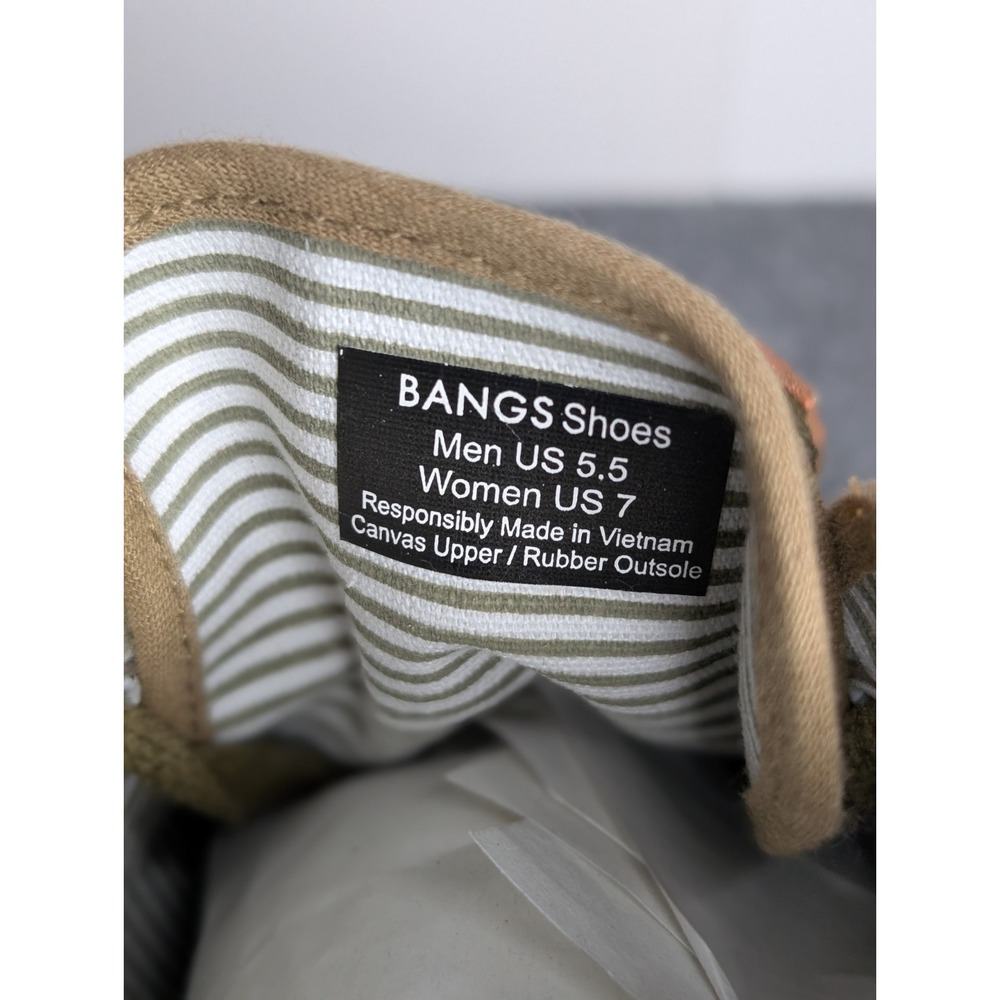 BANGS Shoes Olive Green High-Top Sneaker Shoes M5.5/W7 Sunflower/ Bee Embroidery - Picture 7 of 12